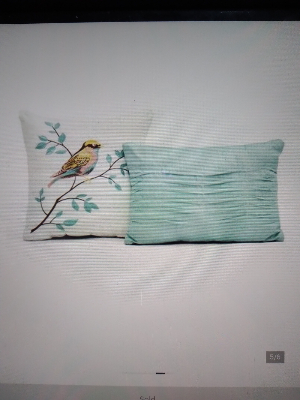 Bird & Pleated Aqua Decorative Pillow Set